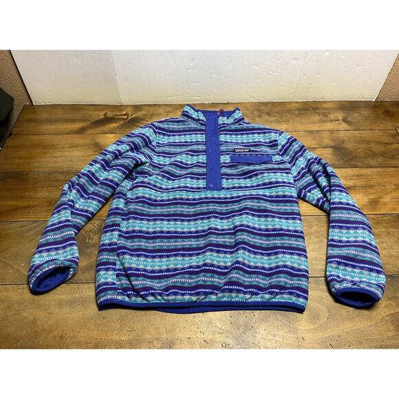Patagonia Reversible Snap-T Glissade Pullover Harvest Moon Blue Sweatshirt - Picture 11 of 13